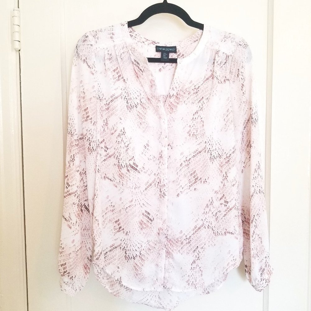 Cynthia Rowley Women's size Small Long-sleeved Snakeskin Blouse